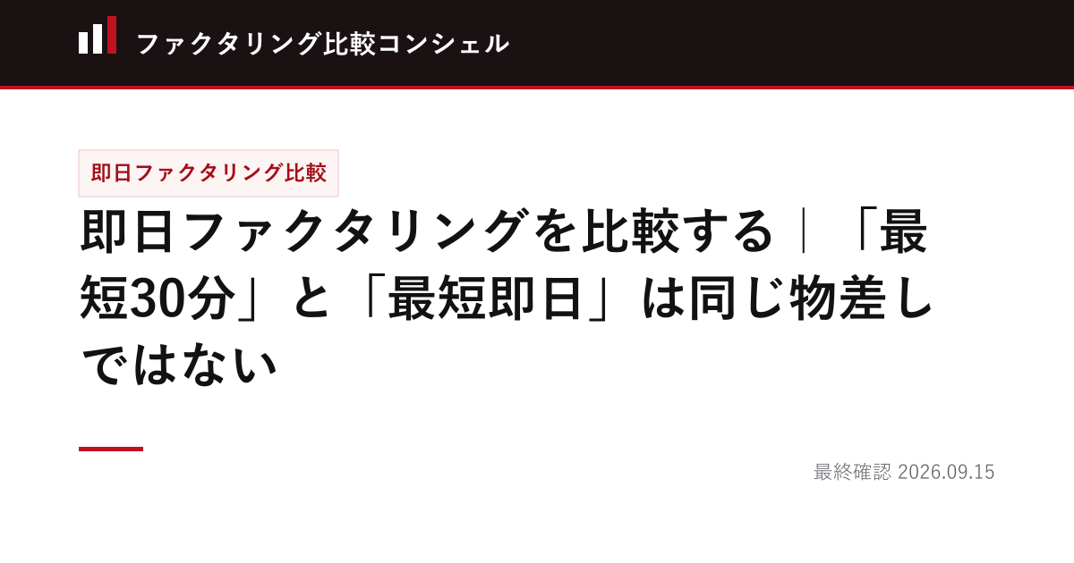 即日ファクタリングを比較する｜「最短30分」と「最短即日」は同じ物差しではない